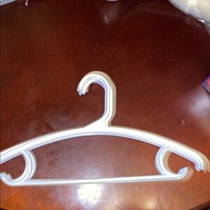 12pc White Plastic Hanger holds 2 pc Sets w/waistband hook ends Adult & Children